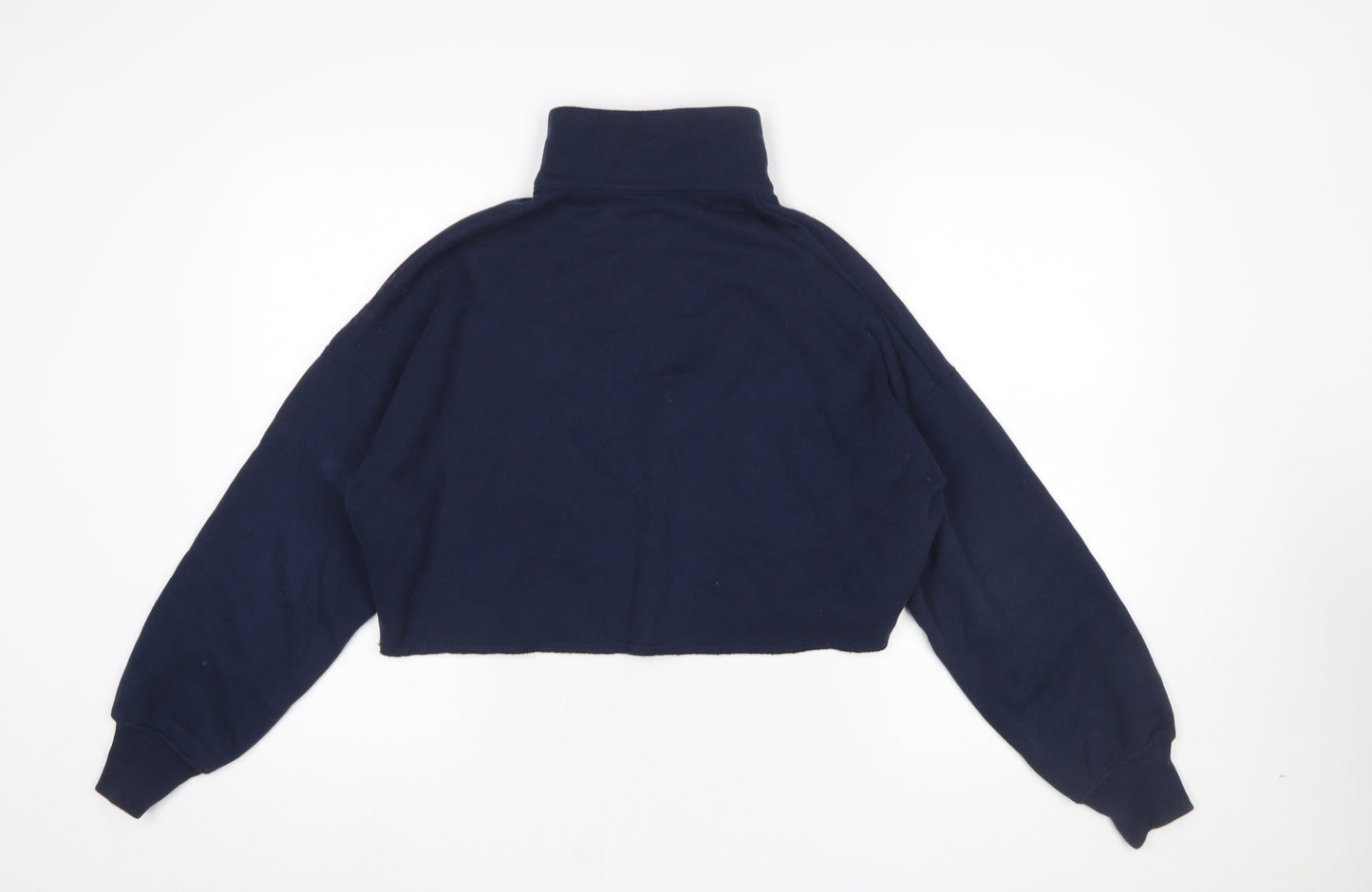 Hollister Women's Navy 1/4 Zip Cropped Sweatshirt XS Santa Clara Print