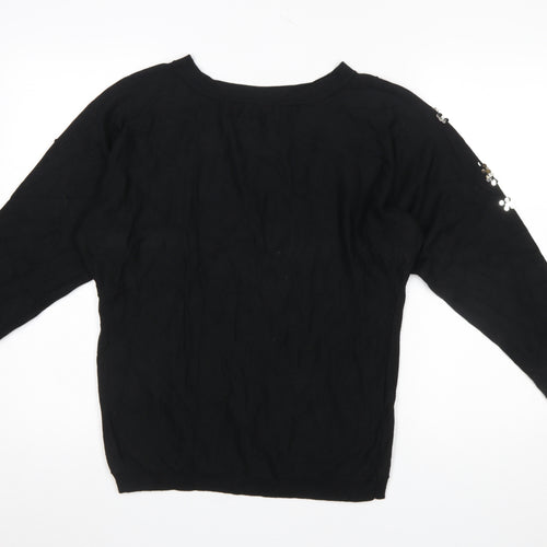 Roman Women Black Sequin Animal Print Jumper Size 12