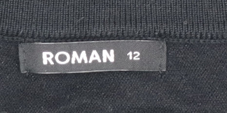 Roman Women Black Sequin Animal Print Jumper Size 12
