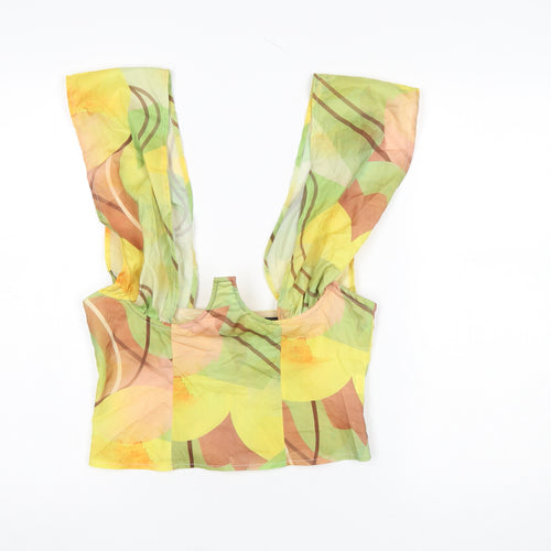 PrettyLittleThing Women’s Multicoloured Cropped Chiffon Zip Blouse UK 8