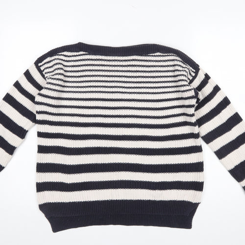 Marks and Spencer Womens Navy Mix Striped Cotton Jumper M