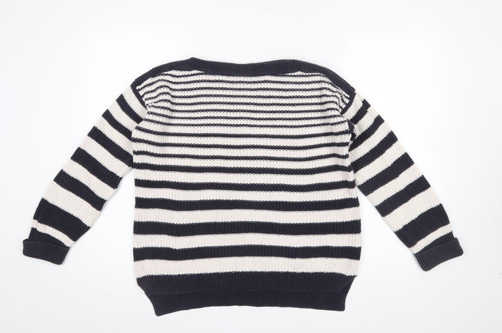 Marks and Spencer Womens Navy Mix Striped Cotton Jumper M
