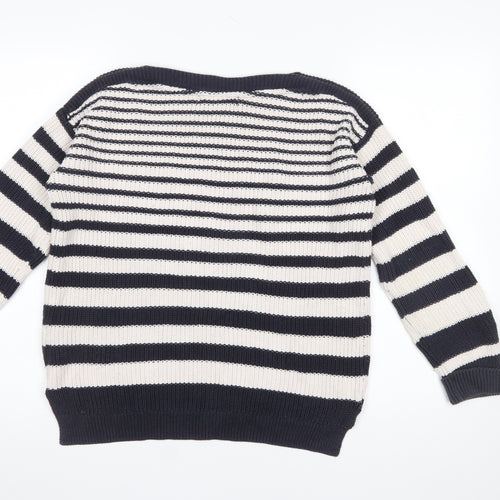 Marks and Spencer Womens Navy Mix Striped Cotton Jumper M