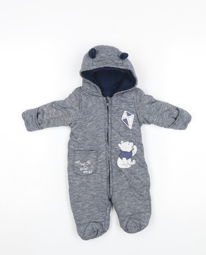 Disney Baby George Unisex Navy Winnie the Pooh Hooded Snowsuit 0-3 Months