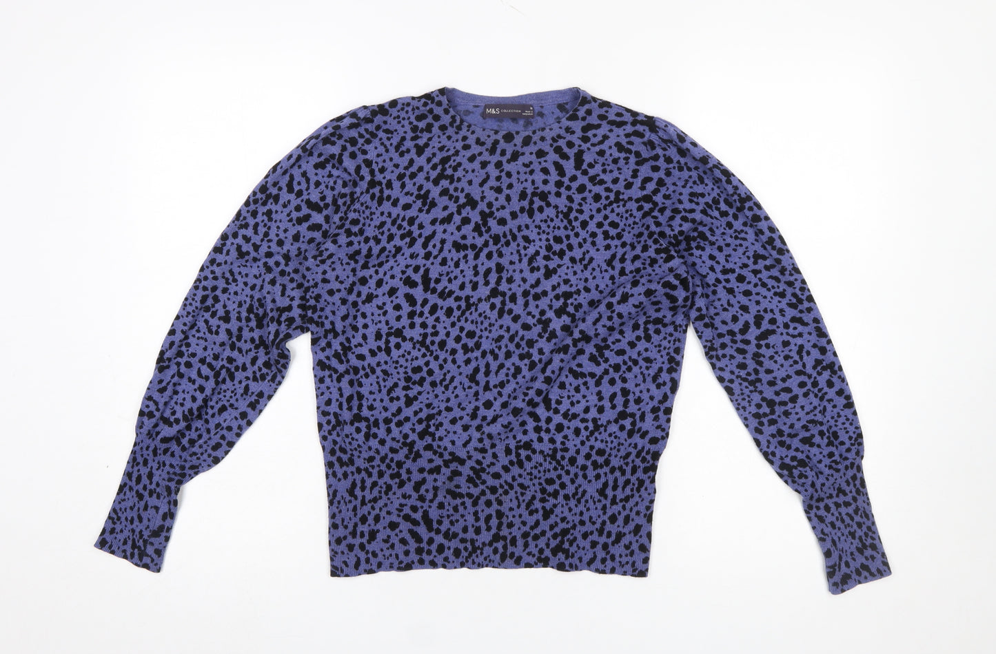 Marks and Spencer Women Blue Animal Print Crew Neck Jumper Size 10