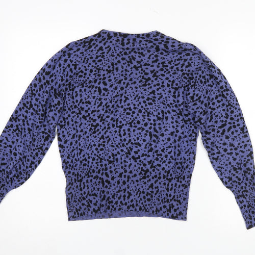 Marks and Spencer Women Blue Animal Print Crew Neck Jumper Size 10