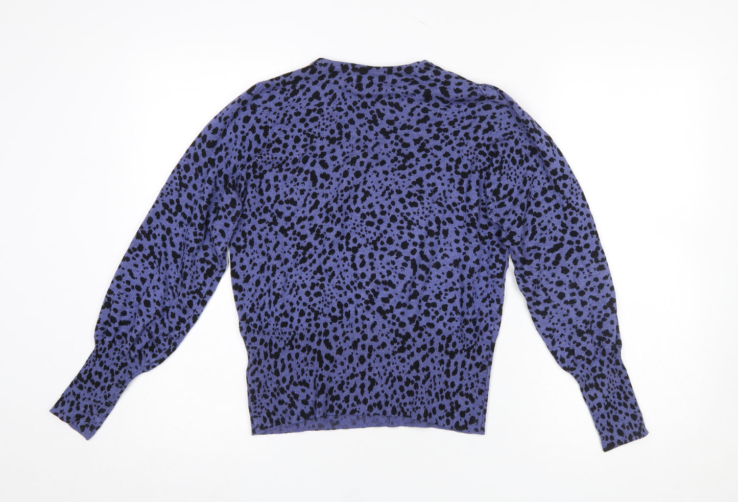 Marks and Spencer Women Blue Animal Print Crew Neck Jumper Size 10