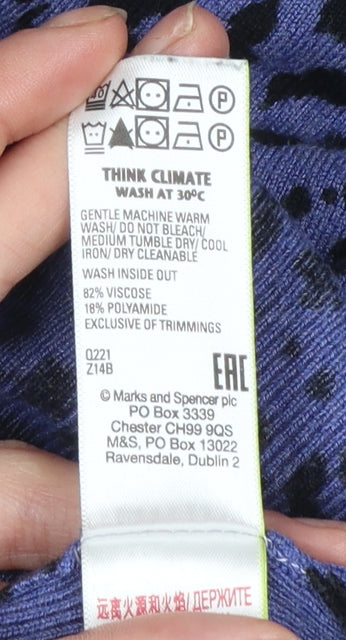 Marks and Spencer Women Blue Animal Print Crew Neck Jumper Size 10