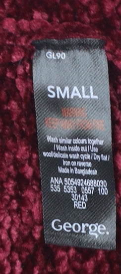 George Women’s Red Colour Block Chunky-Knit Jumper Small