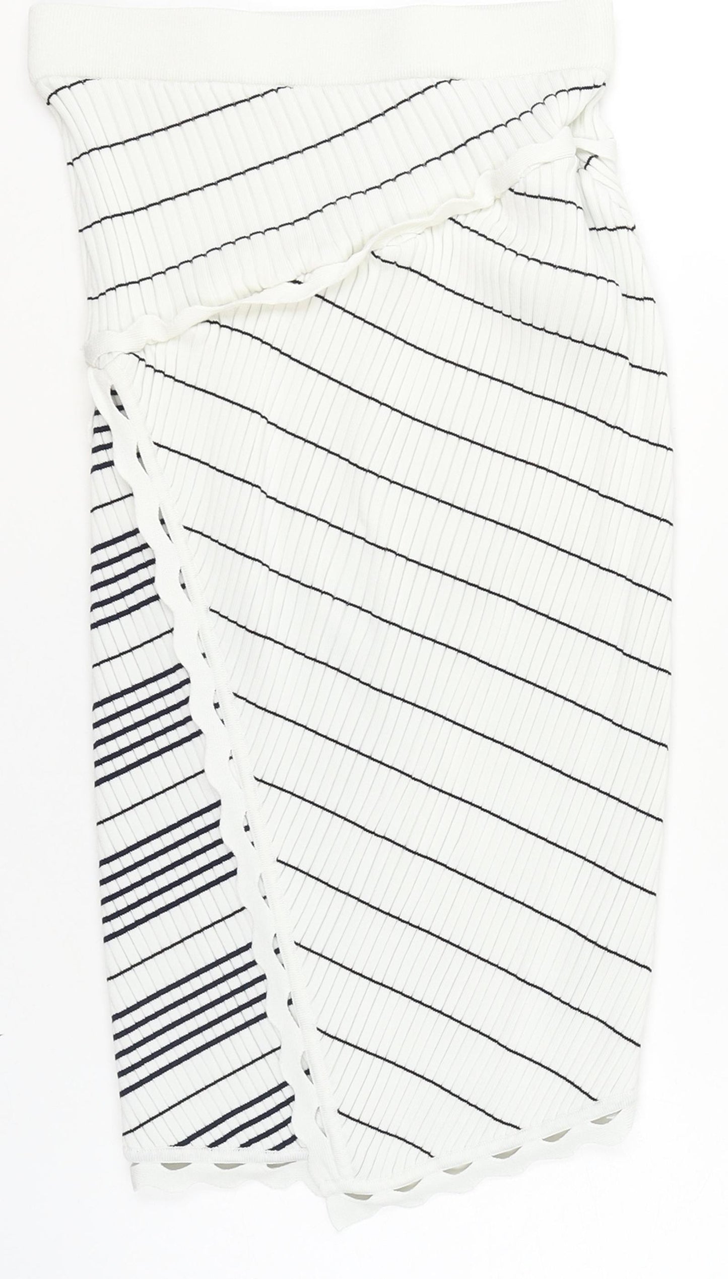 Jonathan Simkhai Women’s White Wrap Stripe Knit Skirt XS