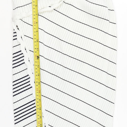 Jonathan Simkhai Women’s White Wrap Stripe Knit Skirt XS