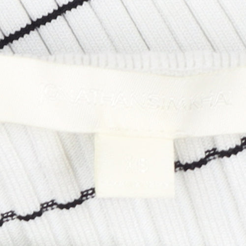Jonathan Simkhai Women’s White Wrap Stripe Knit Skirt XS