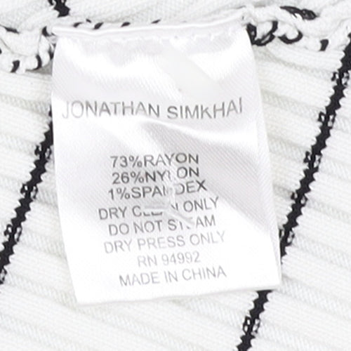 Jonathan Simkhai Women’s White Wrap Stripe Knit Skirt XS
