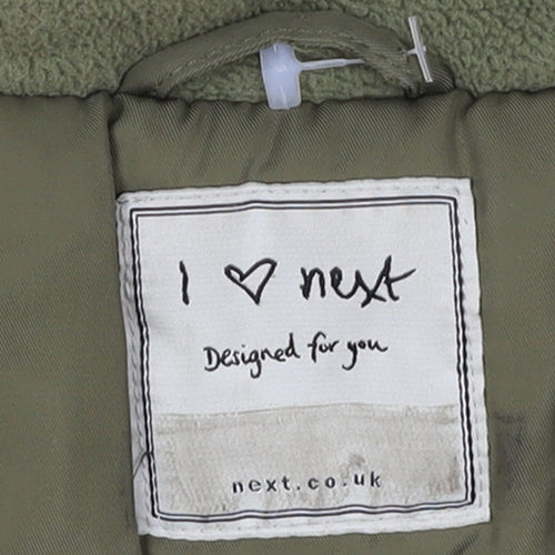 Next Boys Green Hooded Faux Fur Trim Bomber Jacket 7 Years Polyester Lined