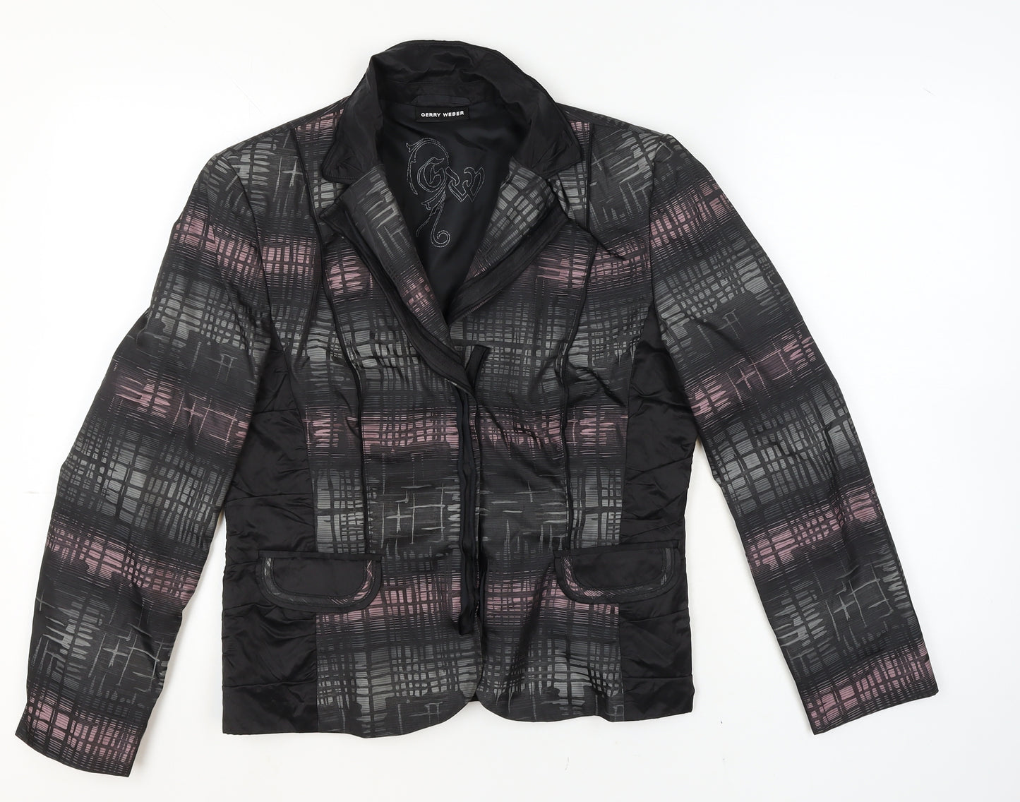 Gerry Weber Women's Grey Geometric Blazer Jacket Size 14