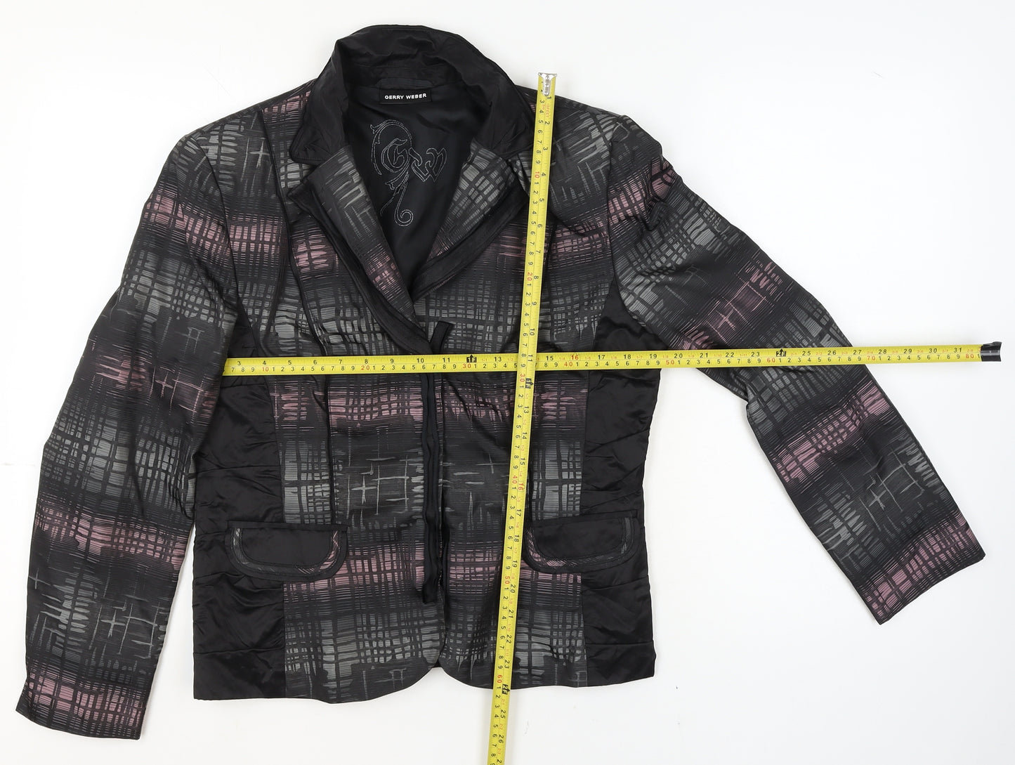 Gerry Weber Women's Grey Geometric Blazer Jacket Size 14