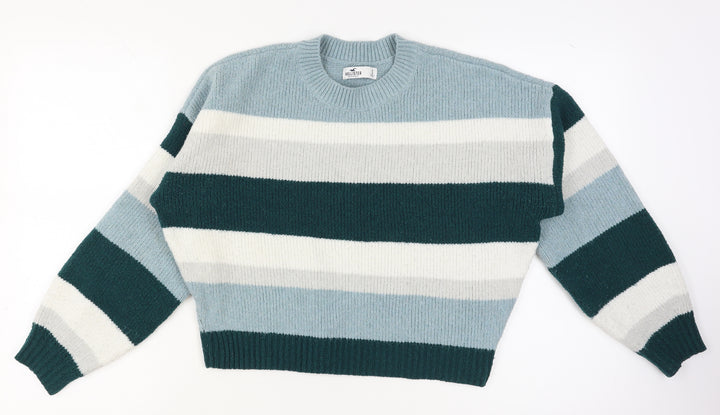 Hollister Women’s Multicoloured Striped Crew Neck Pullover Jumper Size S