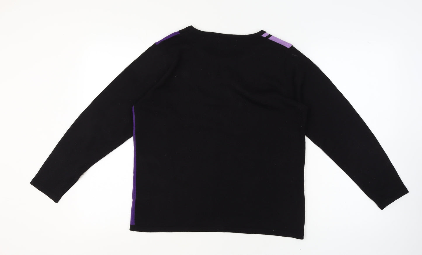 Mudflower Women’s Purple Black Check Knit Jumper M Crew Neck