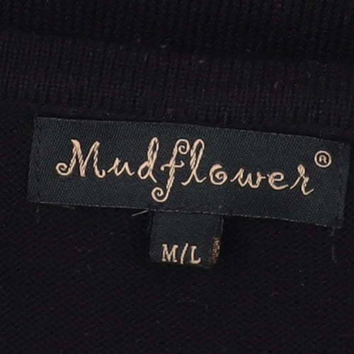 Mudflower Women’s Purple Black Check Knit Jumper M Crew Neck