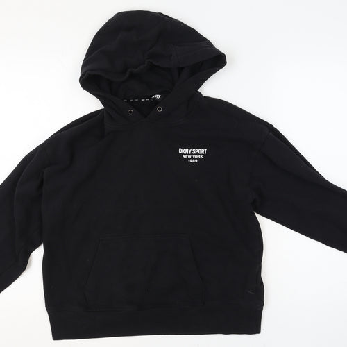 DKNY Sport Boys Black Pullover Hoodie S Cotton Blend Casual