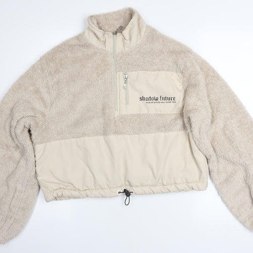 ECROU Women’s Beige Fleece 1/2 Zip Pullover Jacket L Relaxed Fit