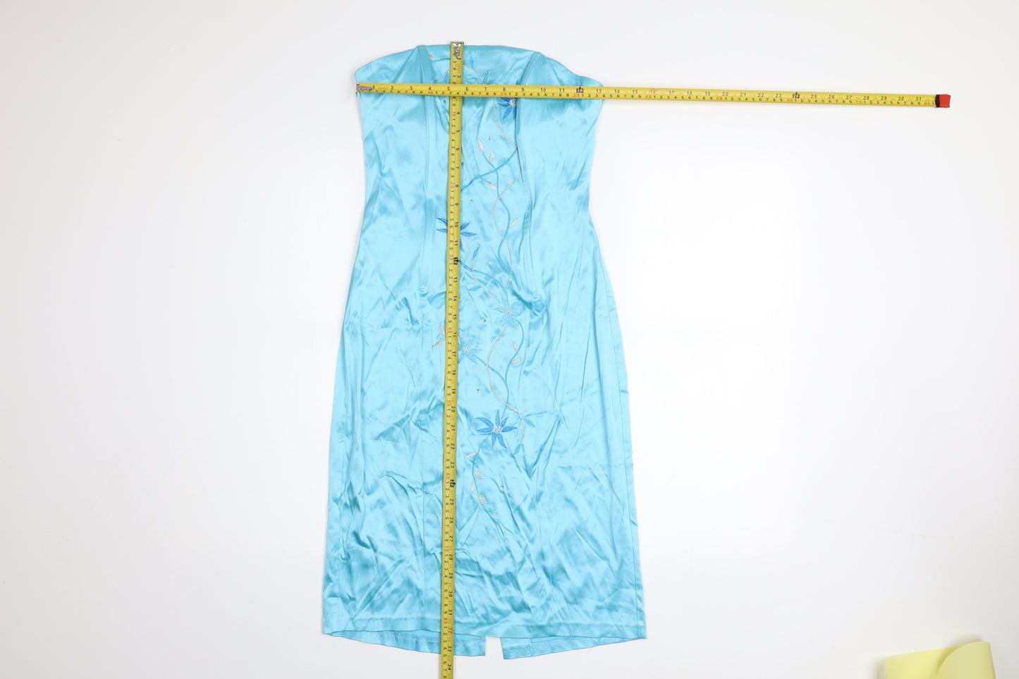 West One Women's Blue Strapless Floral Embroidered Sheath Dress Size 10