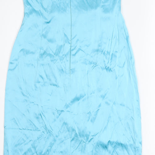 West One Women's Blue Strapless Floral Embroidered Sheath Dress Size 10