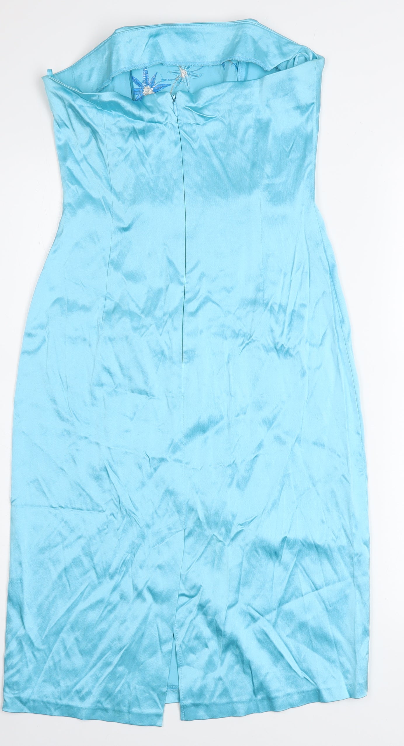 West One Women's Blue Strapless Floral Embroidered Sheath Dress Size 10