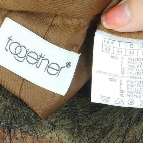 Togener Womens Brown Faux Suede Hooded Parka Coat Size 18
