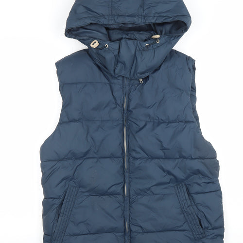 H&M L.O.G.G. Men's Blue Hooded Puffer Waistcoat M