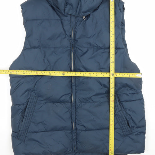 H&M L.O.G.G. Men's Blue Hooded Puffer Waistcoat M