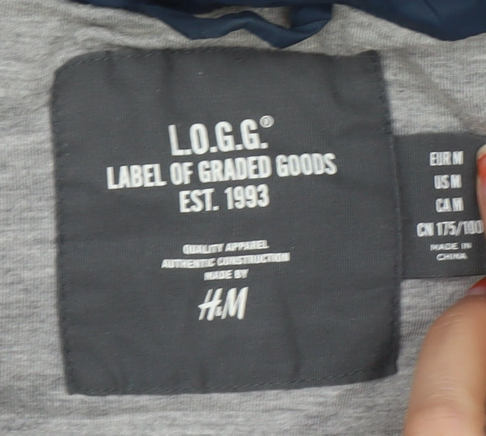 H&M L.O.G.G. Men's Blue Hooded Puffer Waistcoat M