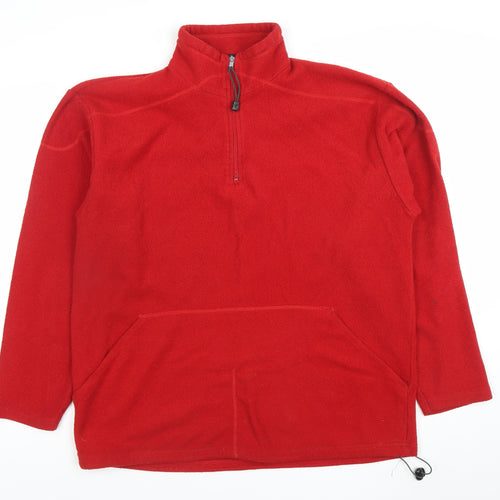 Urban Spirit Mens Red Fleece 1/4 Zip Pullover Sweatshirt Size L
