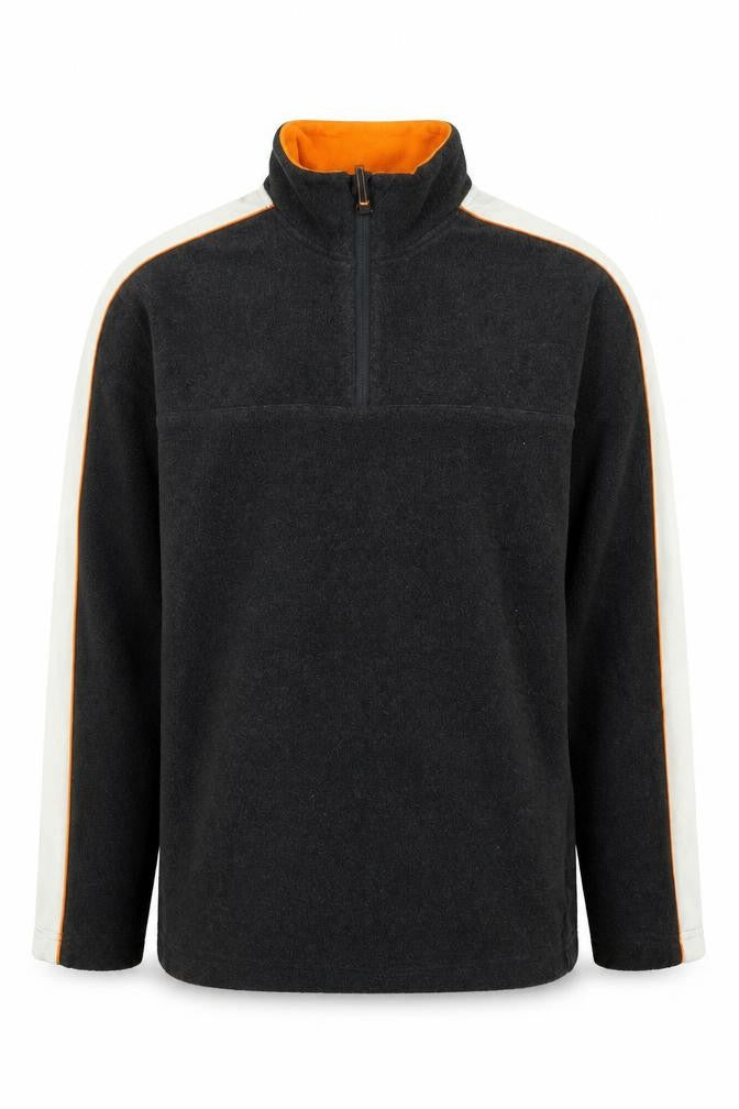 Front view of Active Sports Men's Black Fleece Half Zip Sweatshirt, size M