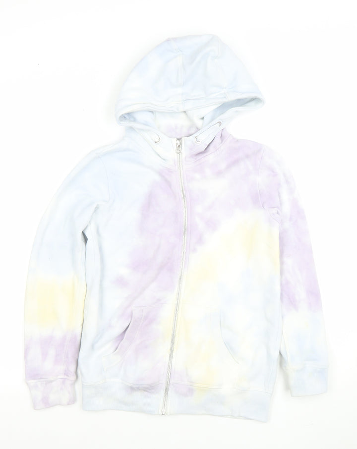 Next Girls Multicoloured Full Zip Hoodie 11 Years Tie Dye Cotton Blend