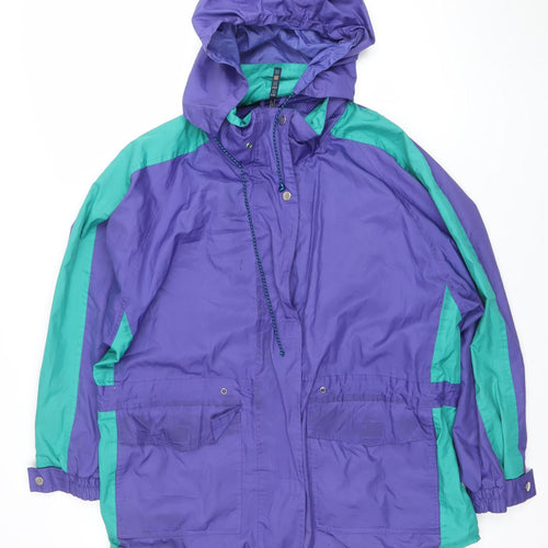 Joie de Vivre Womens Purple Windbreaker Jacket M Hooded Retro 90s Style