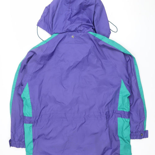 Joie de Vivre Womens Purple Windbreaker Jacket M Hooded Retro 90s Style