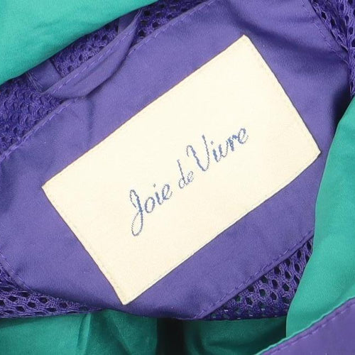 Joie de Vivre Womens Purple Windbreaker Jacket M Hooded Retro 90s Style