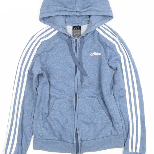 Adidas Women Blue Full Zip Hoodie XS Cotton Blend Hooded Jacket