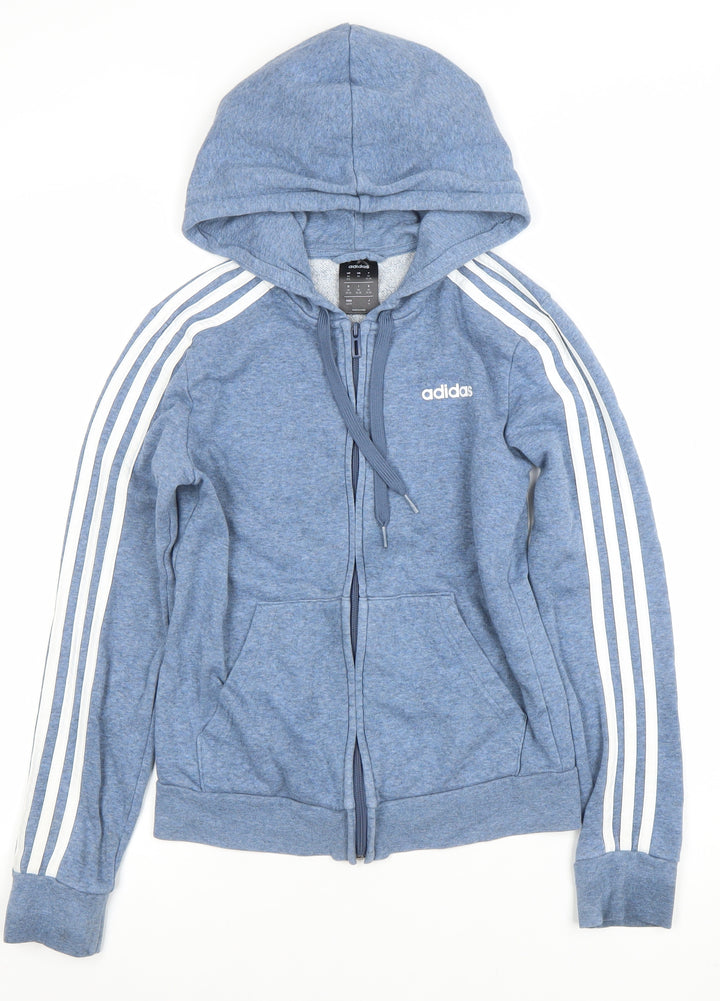 Adidas Women Blue Full Zip Hoodie XS Cotton Blend Hooded Jacket