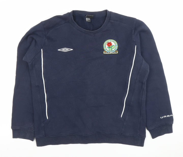 Umbro Boys Navy Blue Sweatshirt 14 Years Pullover Cotton Blend Football Top