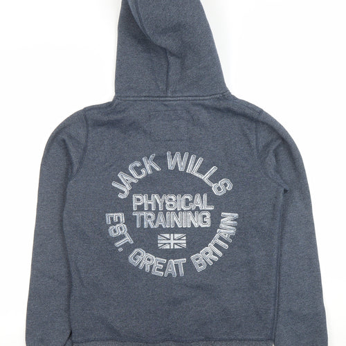 Jack Wills Women Blue Pullover Hoodie Size M Embroidered Logo