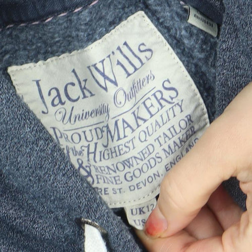 Jack Wills Women Blue Pullover Hoodie Size M Embroidered Logo