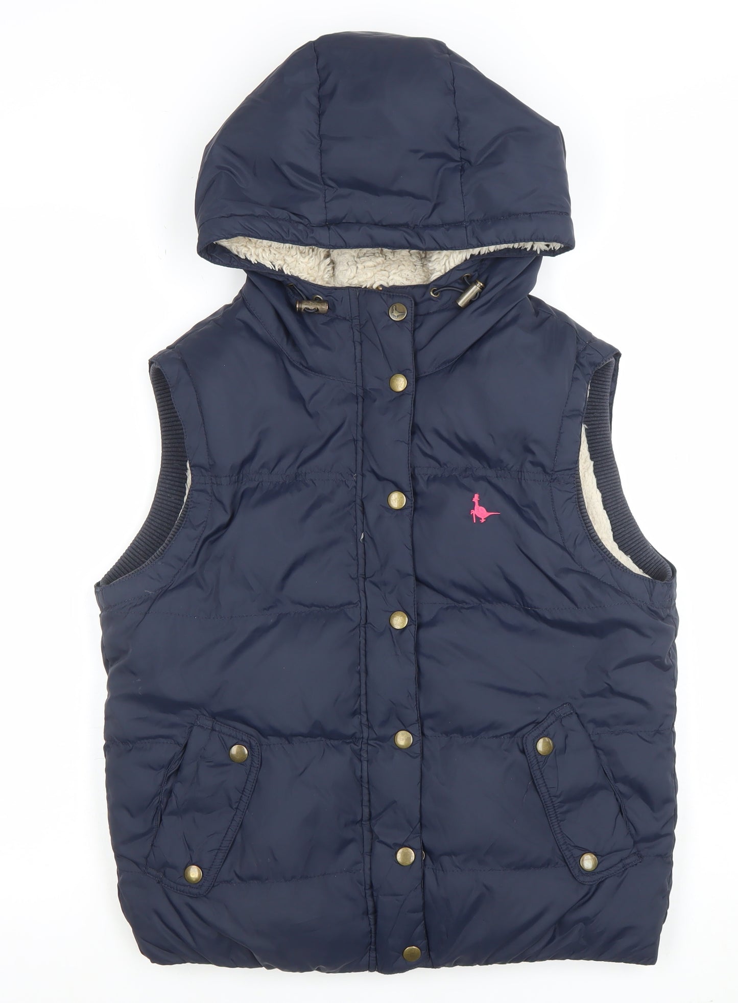 Jack Wills Women's Blue Hooded Puffer Waistcoat Size 10