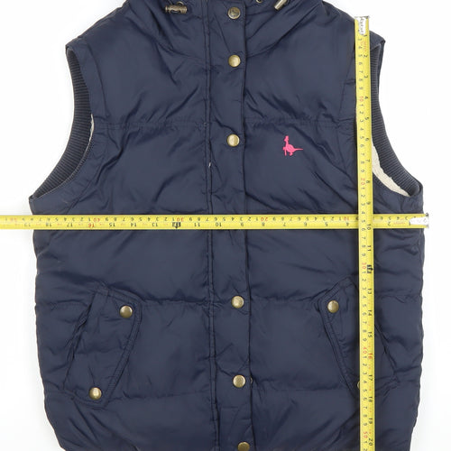 Jack Wills Women's Blue Hooded Puffer Waistcoat Size 10