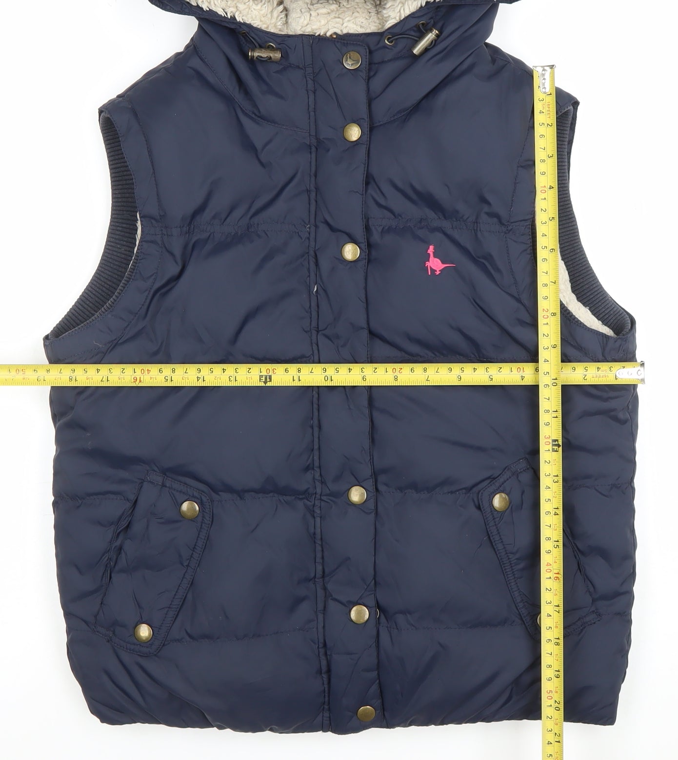 Jack Wills Women's Blue Hooded Puffer Waistcoat Size 10