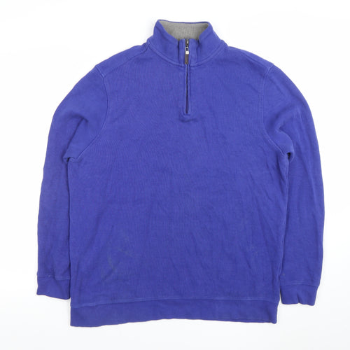 Jacques Vert Men's Blue 1/4 Zip Cotton Sweatshirt Size M