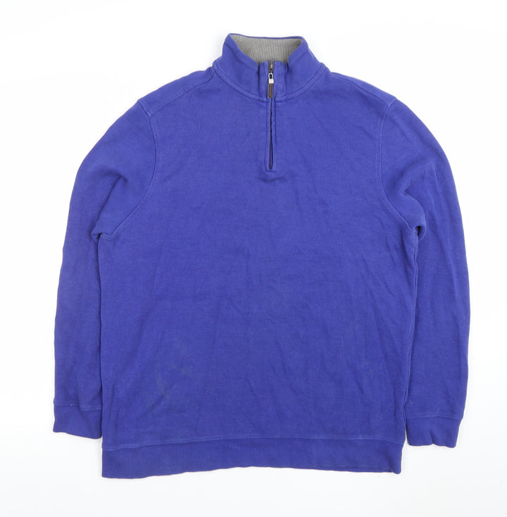 Jacques Vert Men's Blue 1/4 Zip Cotton Sweatshirt Size M