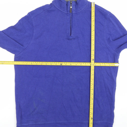 Jacques Vert Men's Blue 1/4 Zip Cotton Sweatshirt Size M