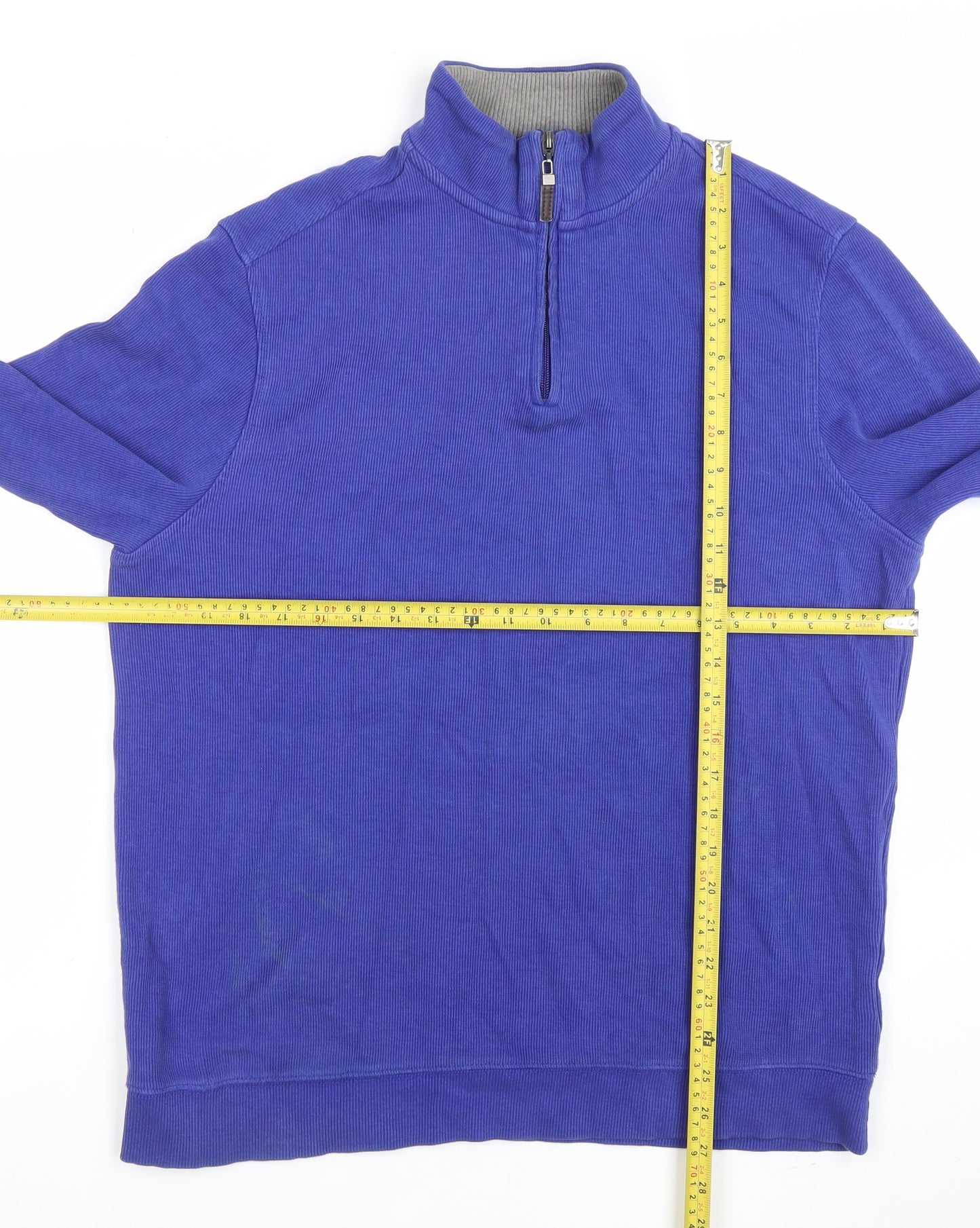 Jacques Vert Men's Blue 1/4 Zip Cotton Sweatshirt Size M